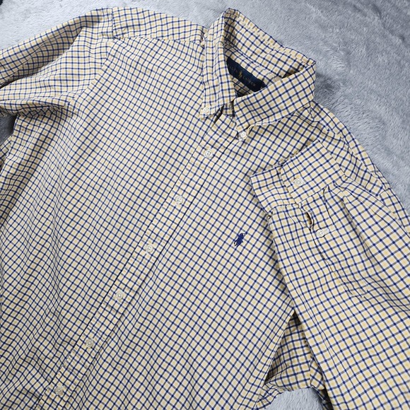 Ralph Lauren Other - Ralph Lauren Shirt Mens 2XL XXL Yellow Blue Check Long Sleeve Button Down Cotton